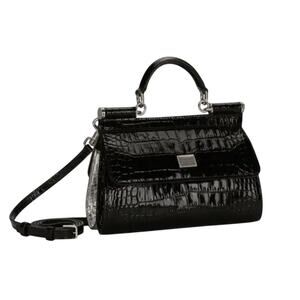 Dolce & Gabbana x Kim Sicily Black & Sliver Croc Double-face Top-Handle Mini Bag